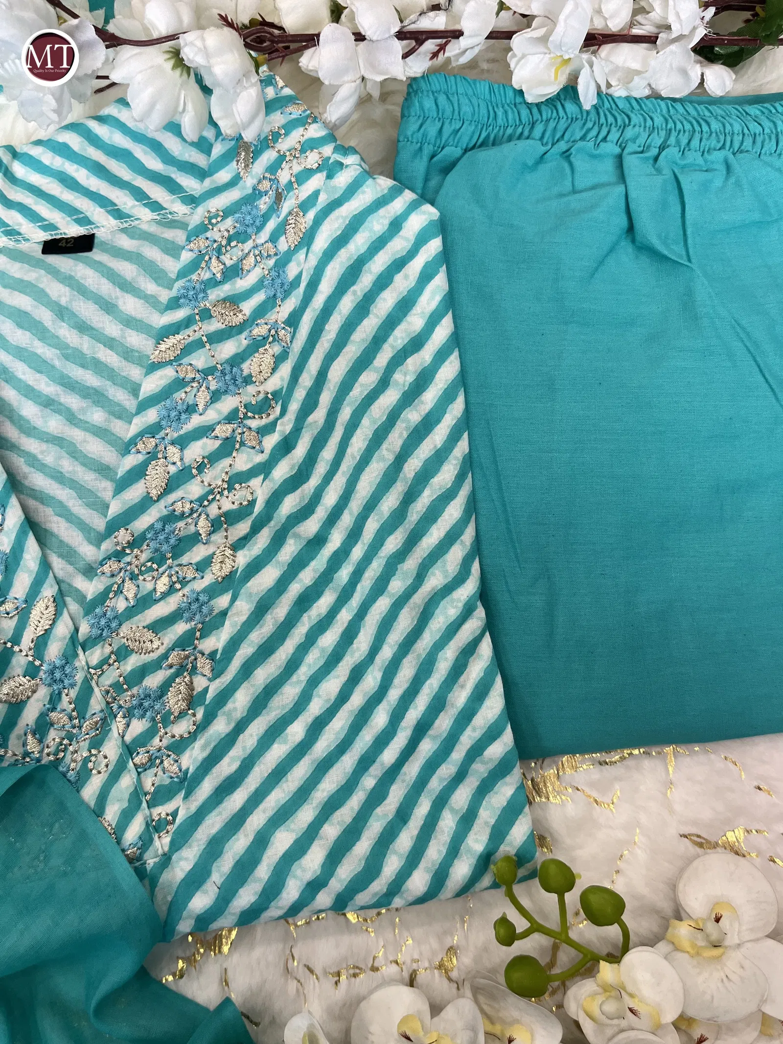 MT Printed Designer Cotton Kurti With Bottom Dupatta Wholesale Shop In Surat
